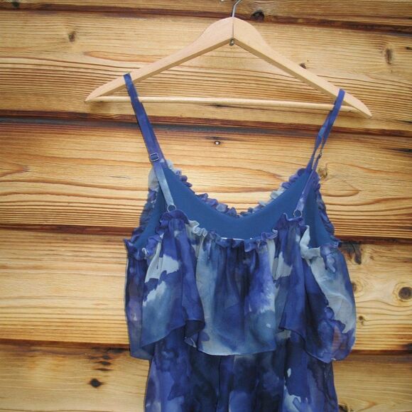 Blue Silk Chiffon Tank Blouse Top - Picture 5 of 7